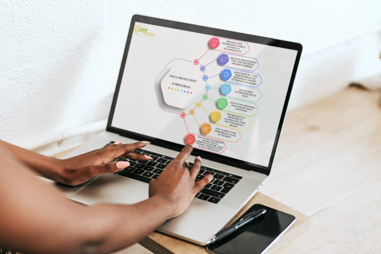 Data Protection – 8 Principles Laptop Display